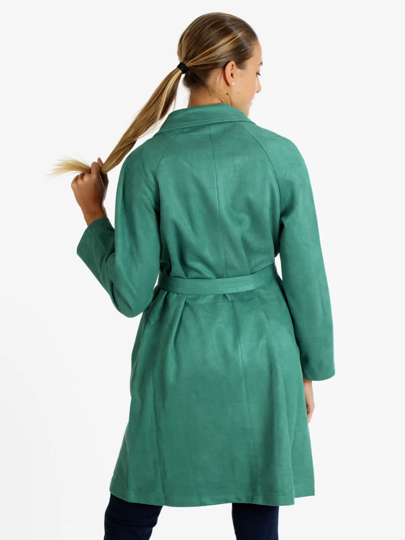 Cappotto leggero donna con cintura - verde