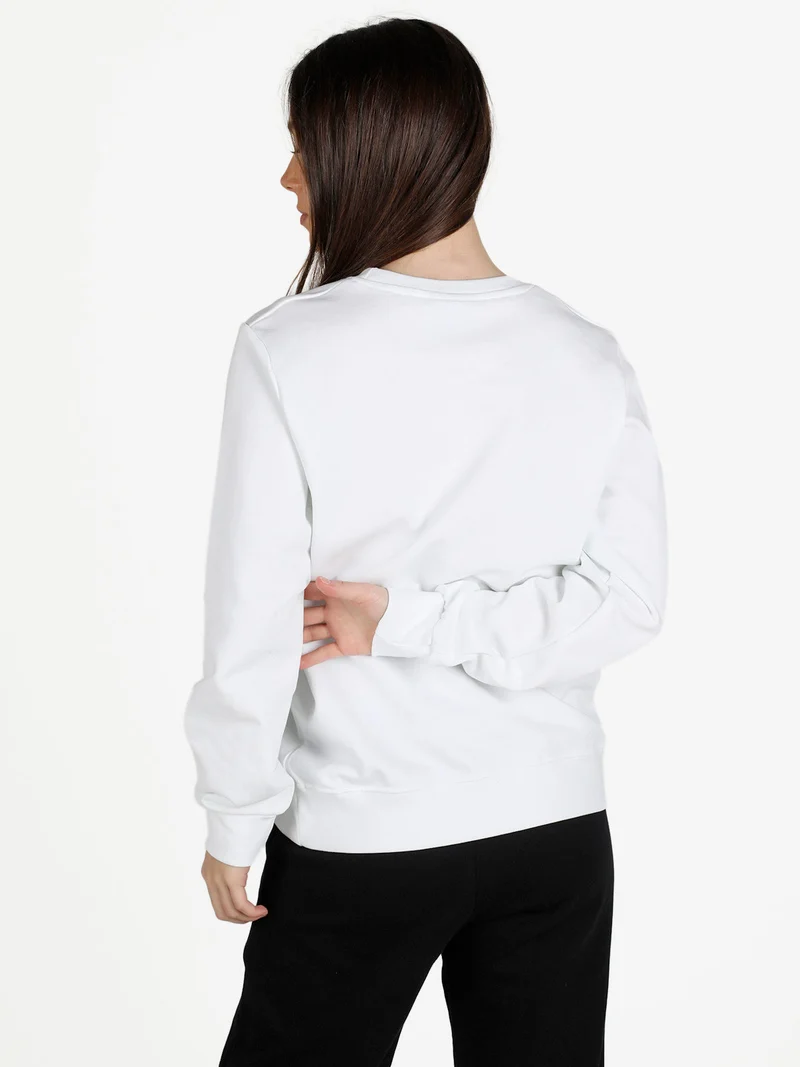 Felpa donna girocollo con stampa logo - bianco