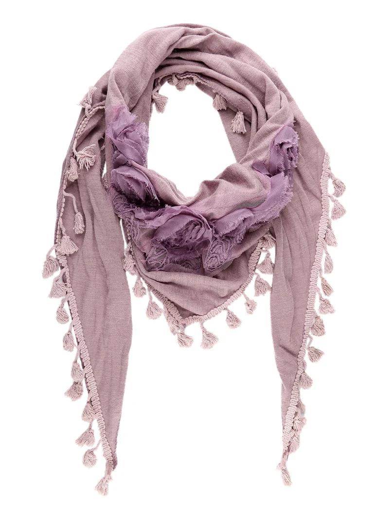 Sciarpa donna con nappine - lilla
