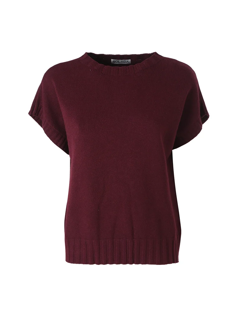 Maglione donna oversize a maniche corte - bordeaux