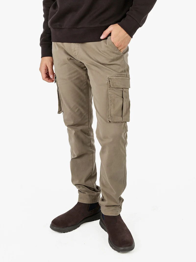 Pantaloni cargo da uomo slim fit in cotone - sabbia