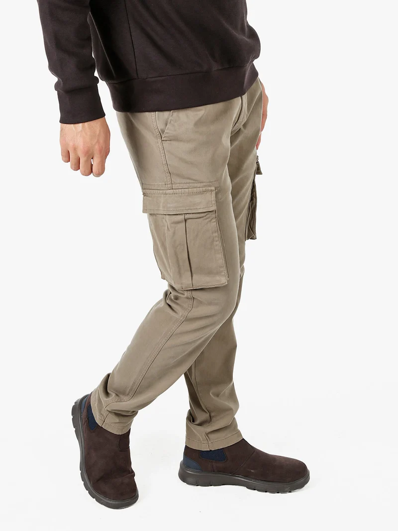 Pantaloni cargo da uomo slim fit in cotone - sabbia