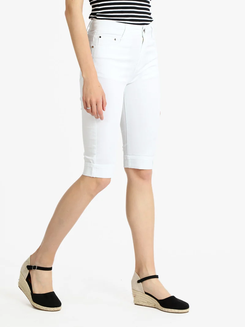 Pantaloni a pinocchietto donna in cotone - bianco