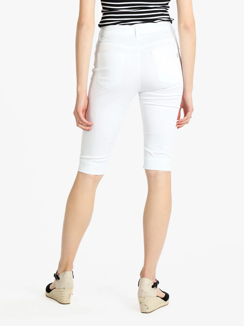 Pantaloni a pinocchietto donna in cotone - bianco