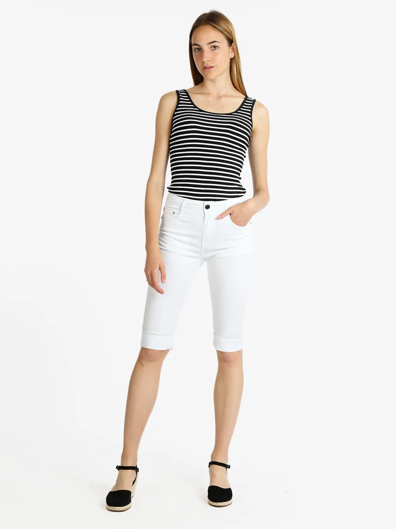 Pantaloni a pinocchietto donna in cotone - bianco