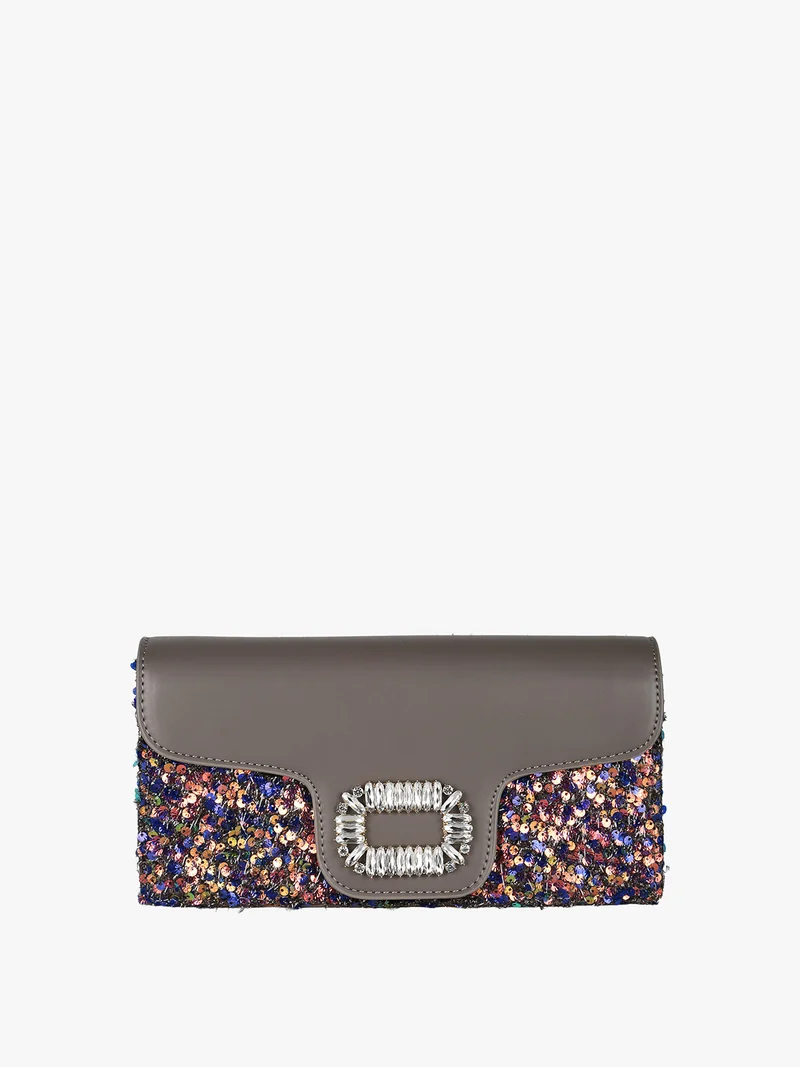 Pochette gioiello da donna con paillettes - grigio scuro
