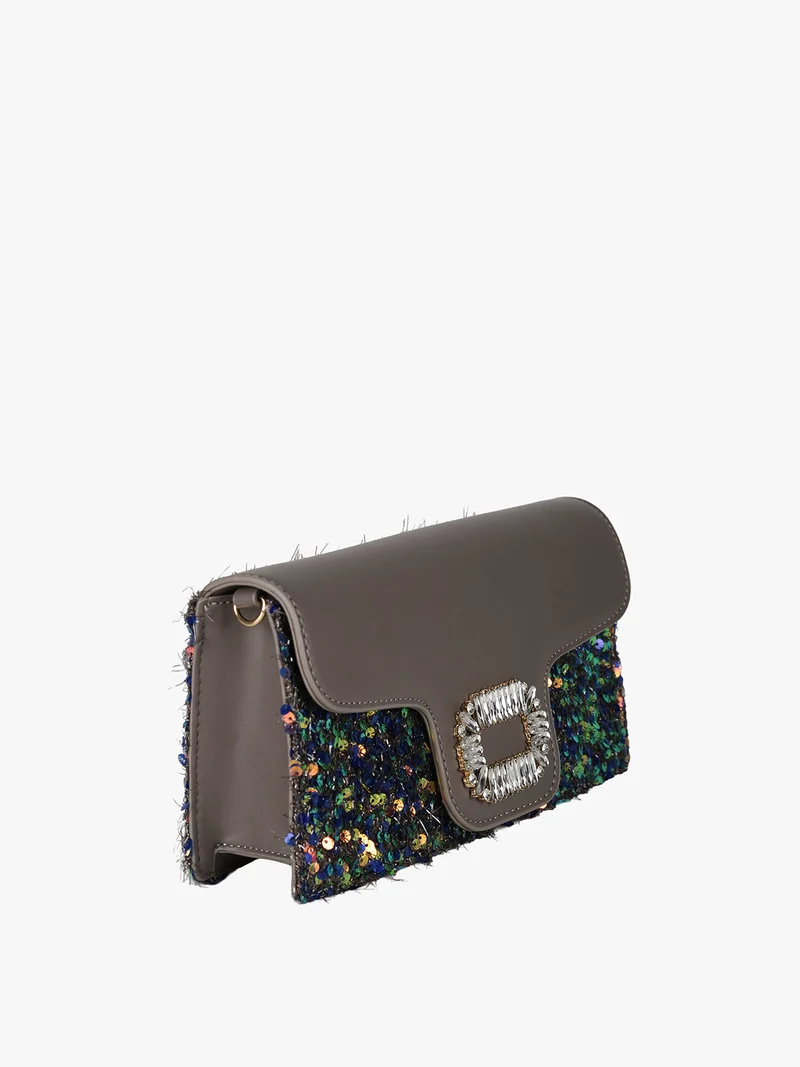 Pochette gioiello da donna con paillettes - grigio scuro