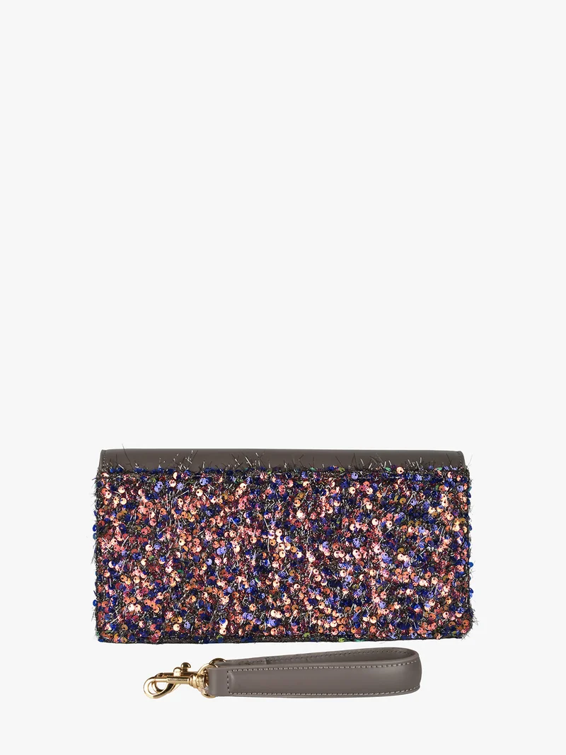 Pochette gioiello da donna con paillettes - grigio scuro