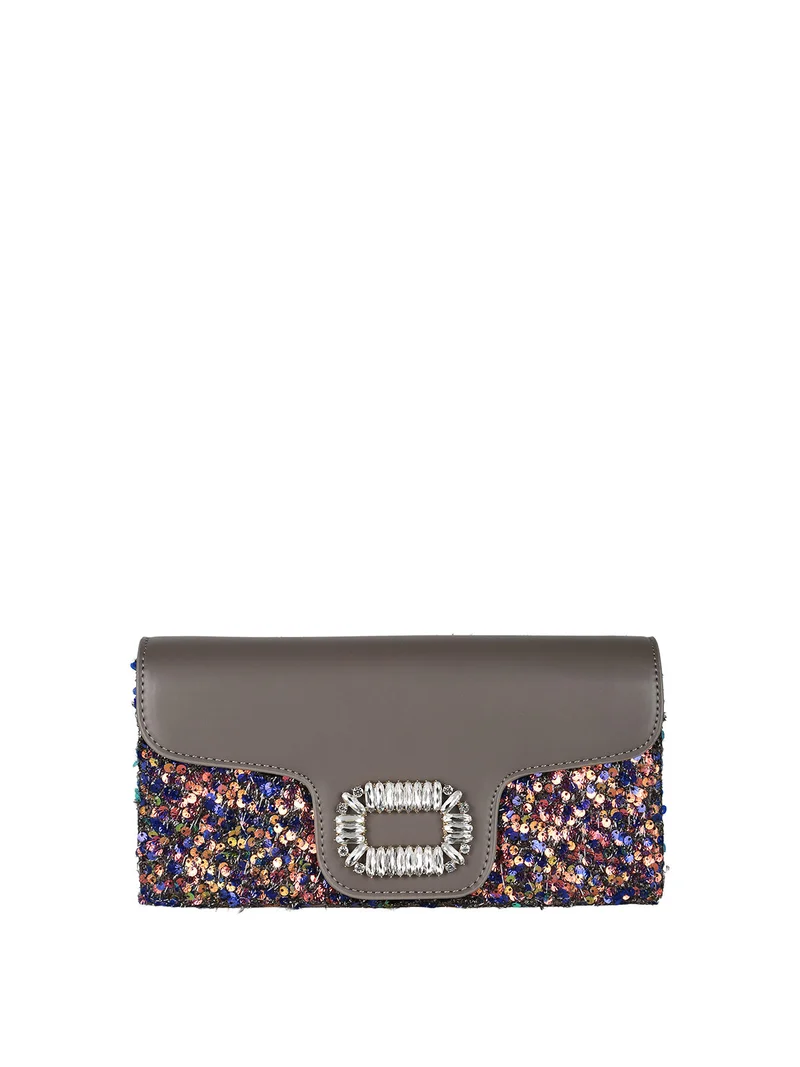 Pochette gioiello da donna con paillettes - grigio scuro
