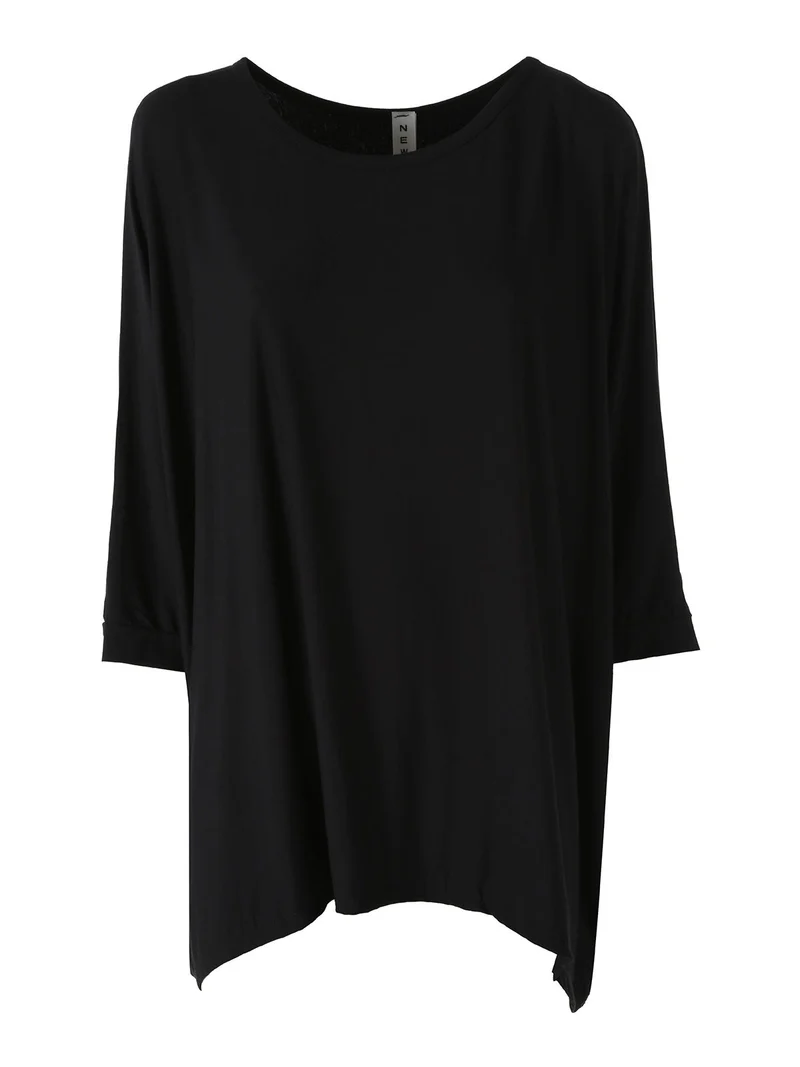 Maxi blusa da donna in viscosa con maniche a pipistrello - nero