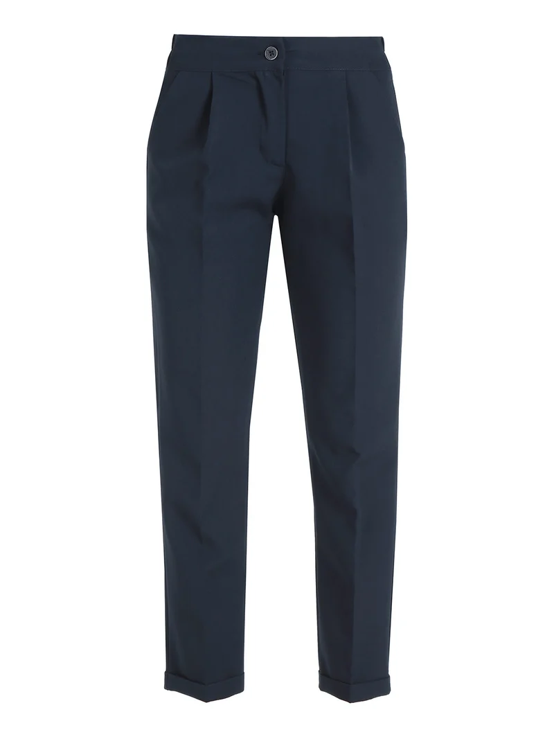 Pantaloni classici da donna con risvolto - blu scuro