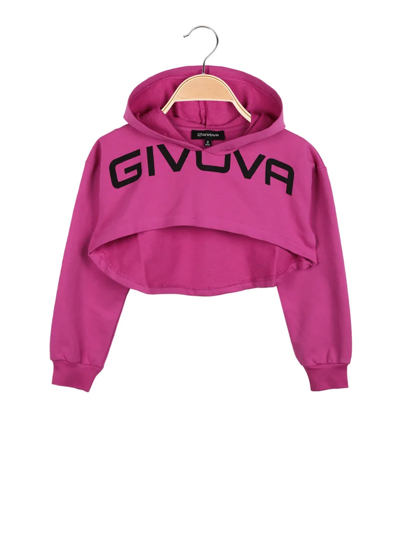 Felpa cropped da ragazza con cappuccio - fucsia
