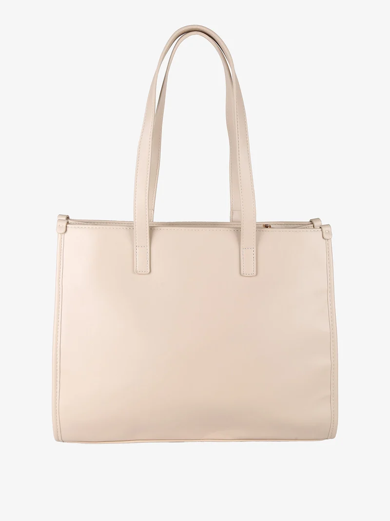 Borsa donna trapuntata con ciondoli - beige