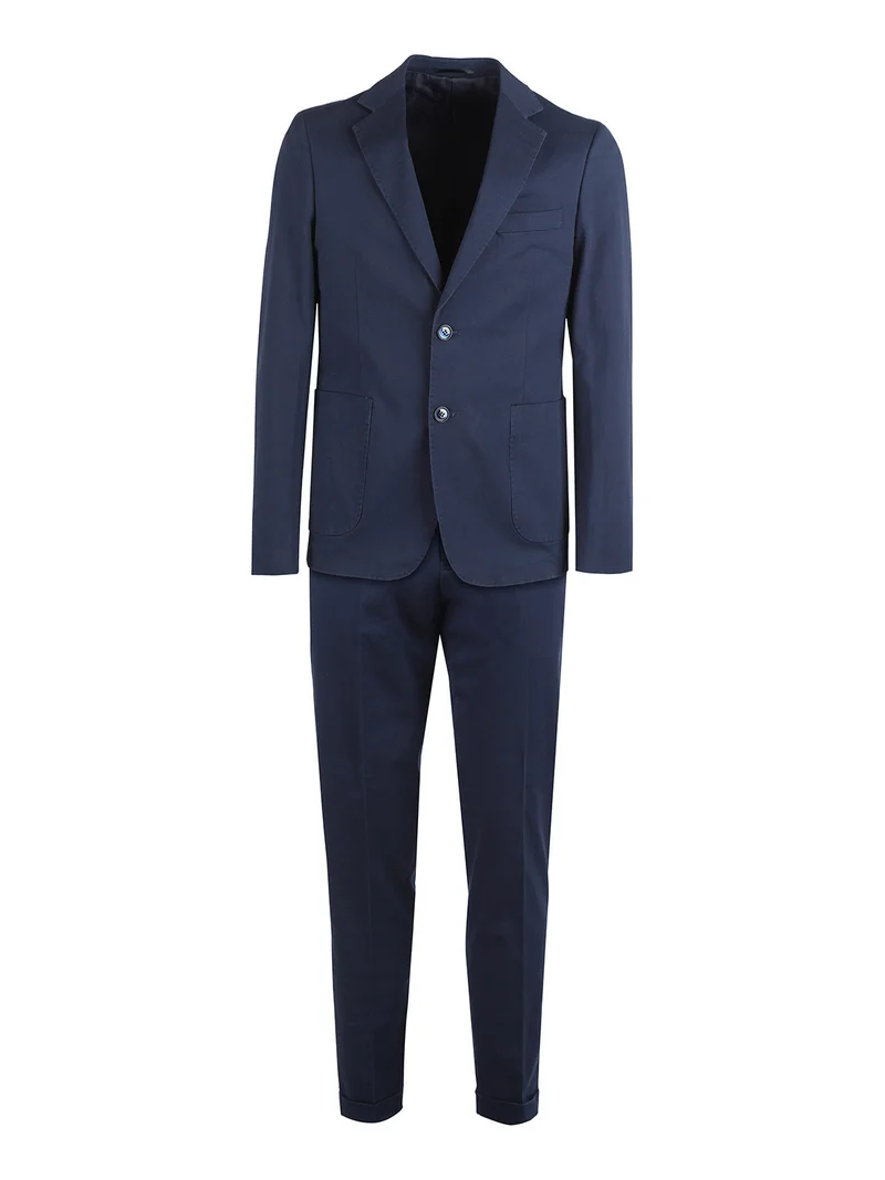 Completo uomo in cotone tinta unita - blu