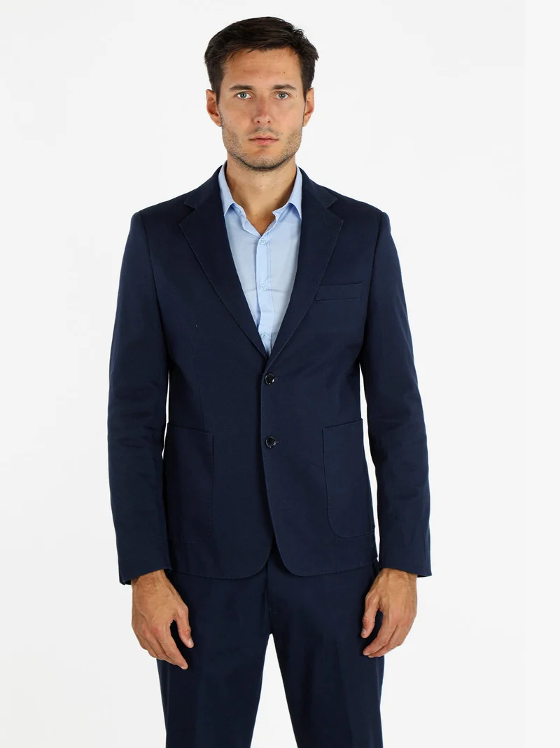 Completo uomo in cotone tinta unita - blu