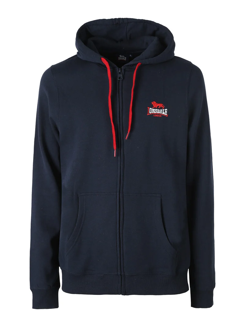 Felpa sportiva da uomo con cappuccio e zip - blu scuro