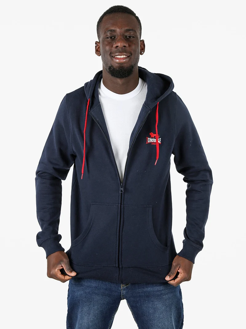 Felpa sportiva da uomo con cappuccio e zip - blu scuro