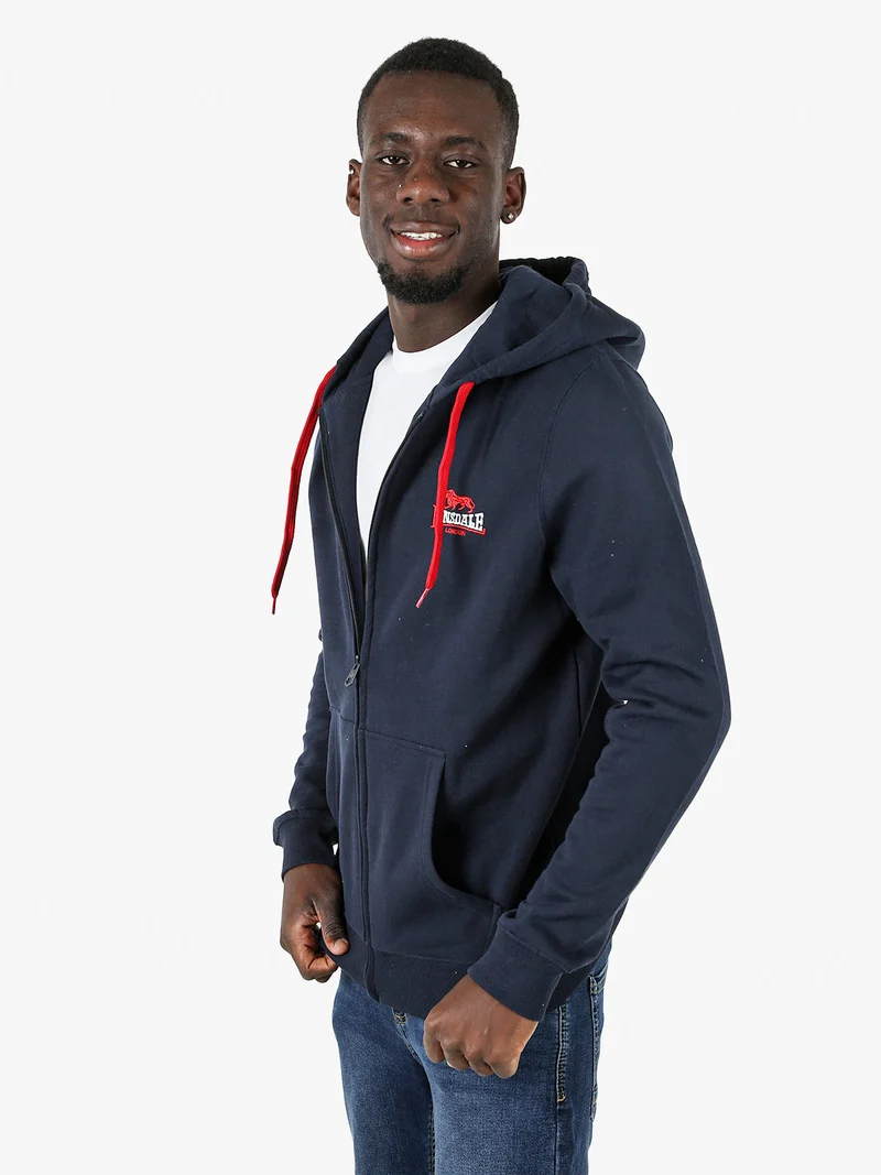 Felpa sportiva da uomo con cappuccio e zip - blu scuro