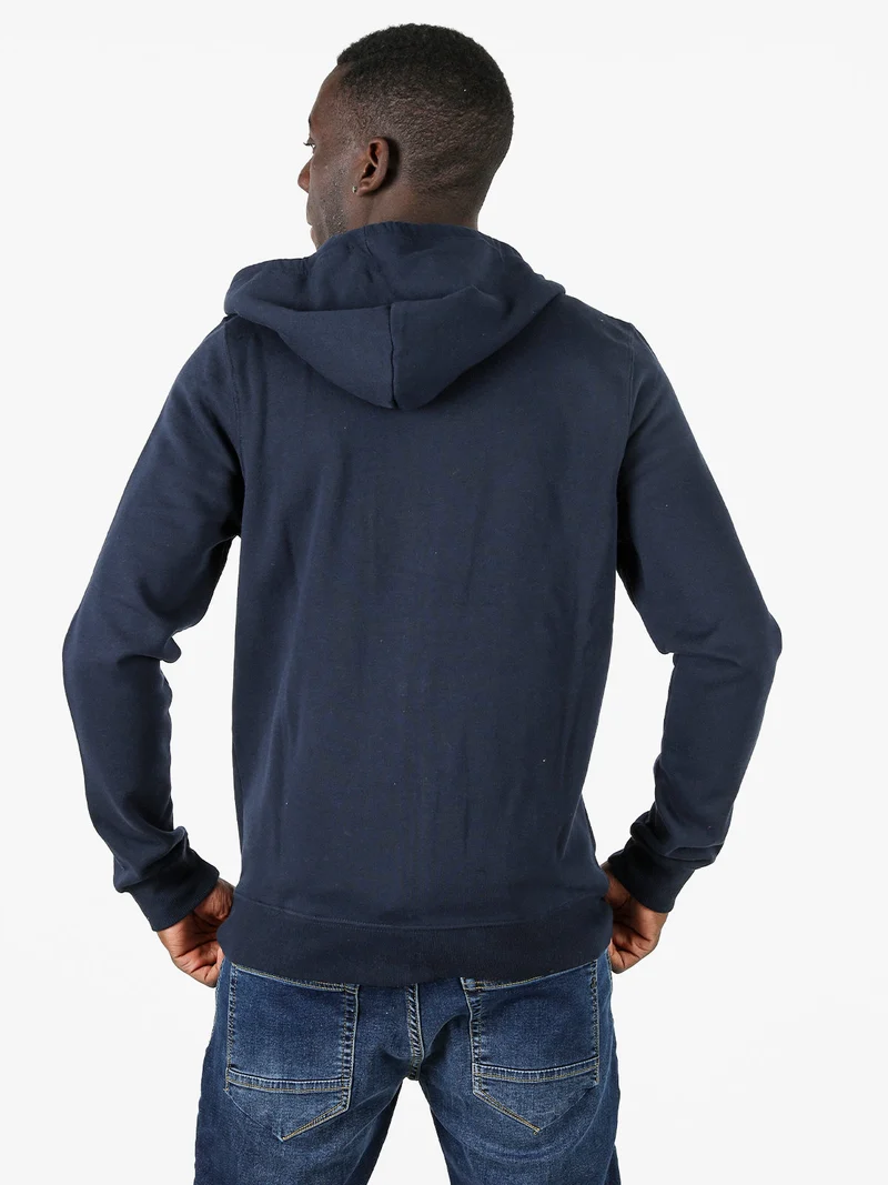 Felpa sportiva da uomo con cappuccio e zip - blu scuro