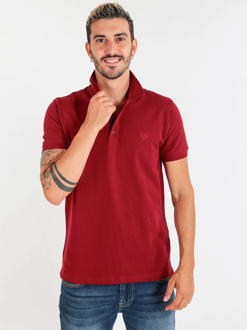Polo uomo in cotone manica corta - bordeaux