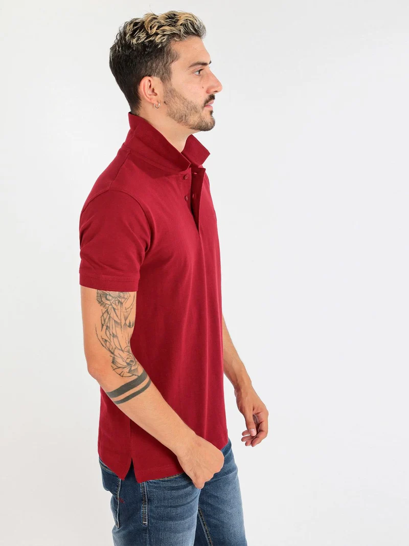 Polo uomo in cotone manica corta - bordeaux