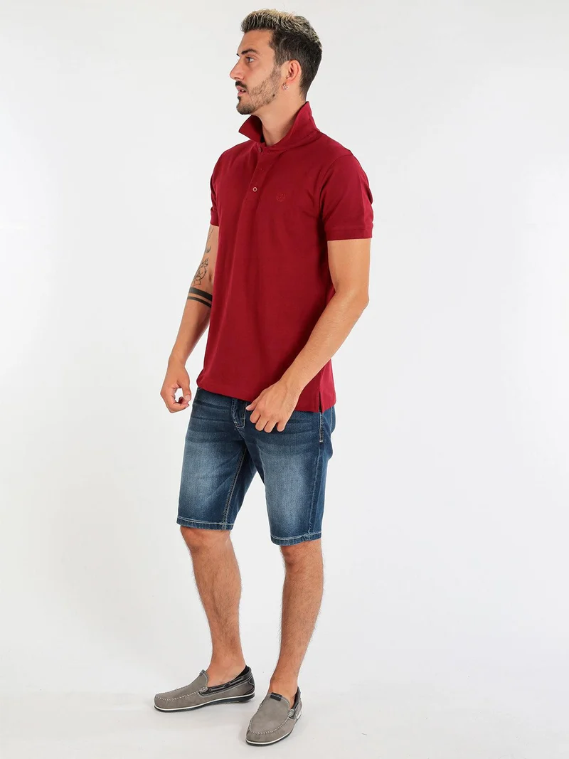 Polo uomo in cotone manica corta - bordeaux