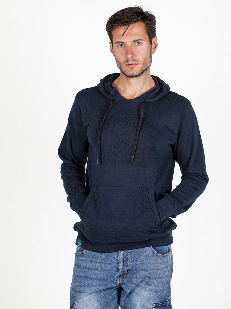 Felpa da uomo con cappuccio - blu scuro