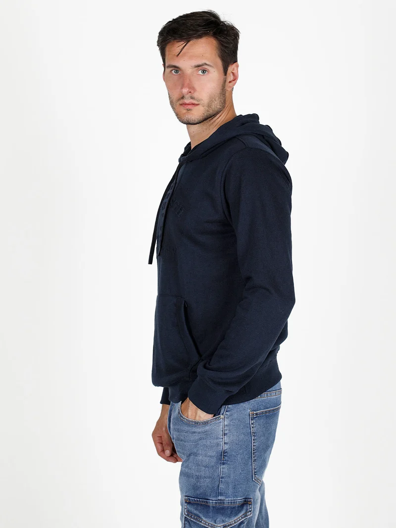 Felpa da uomo con cappuccio - blu scuro