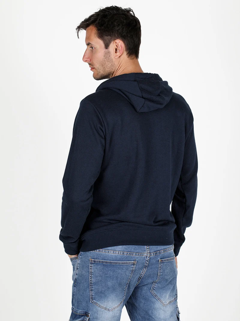 Felpa da uomo con cappuccio - blu scuro