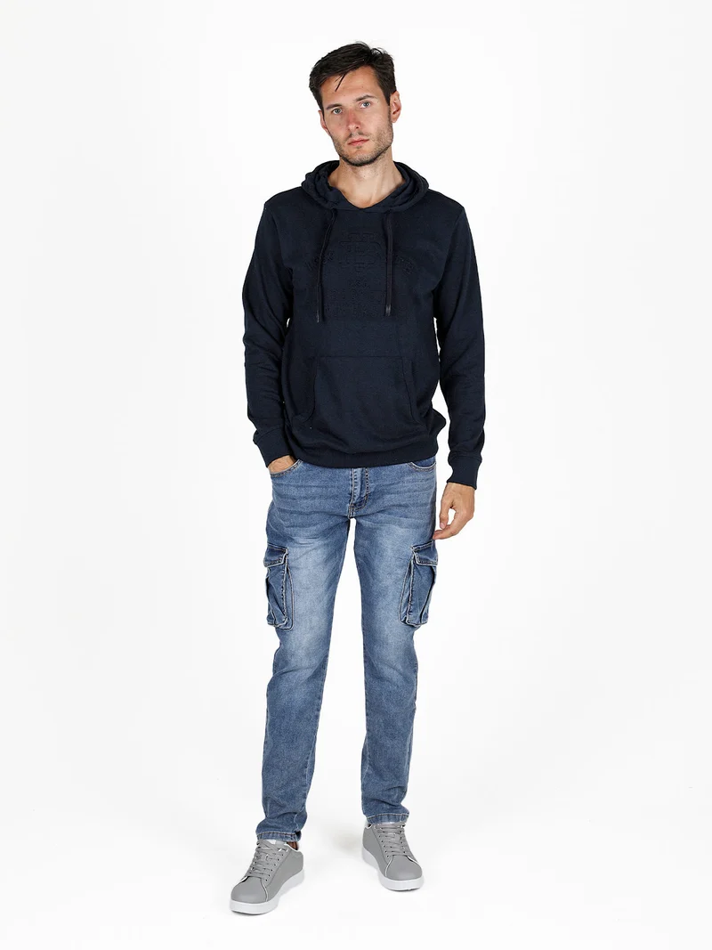 Felpa da uomo con cappuccio - blu scuro