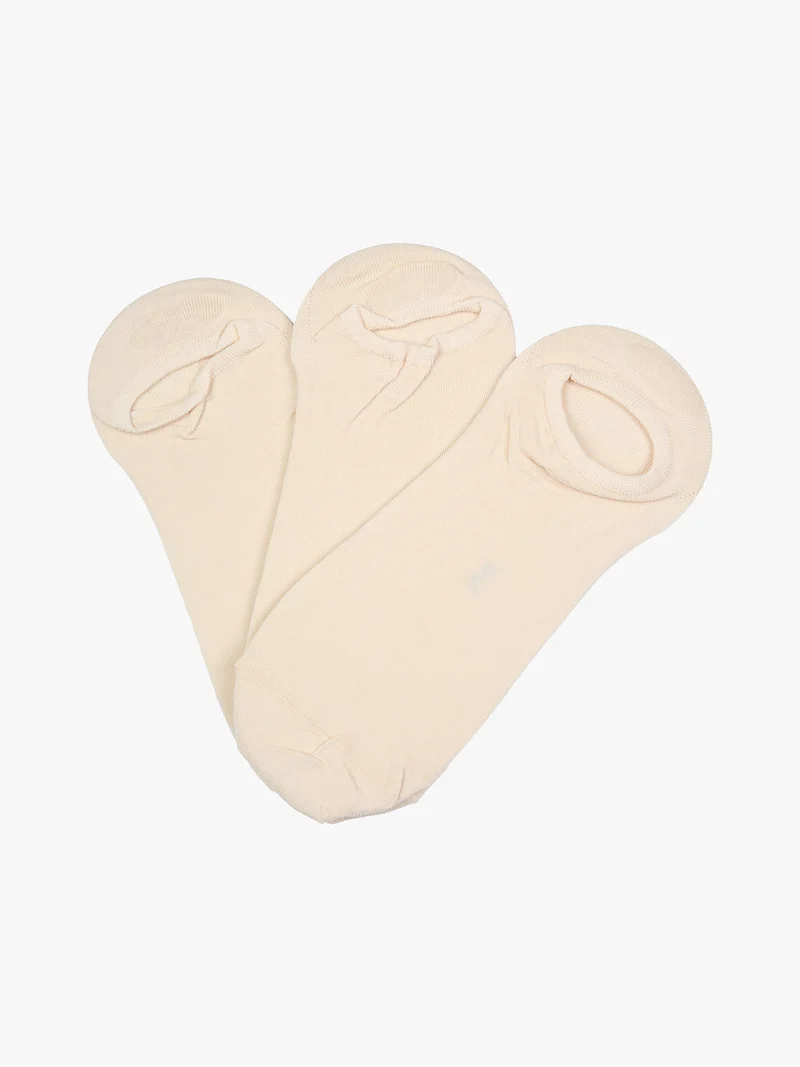 Confezione da 3 paia di calze fantasmini in cotone elasticizzato - nudo