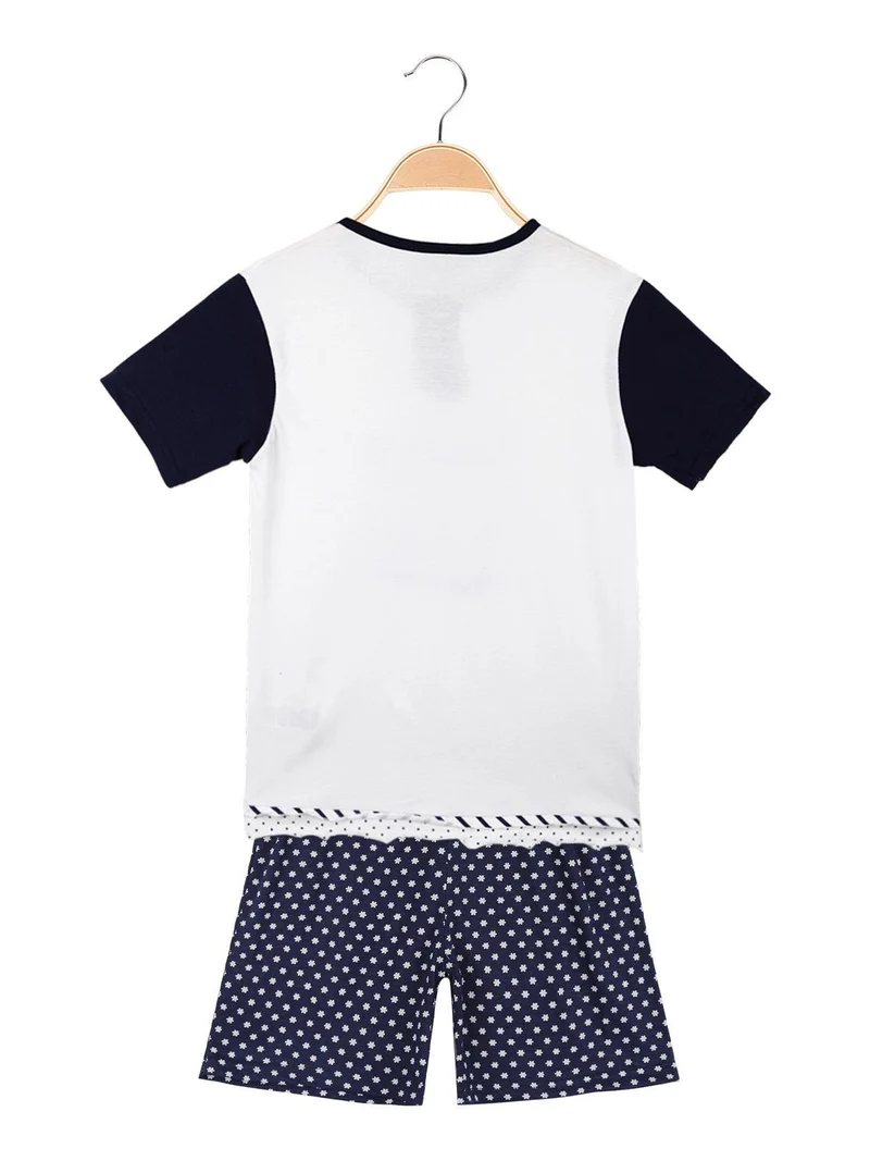 Pigiama corto in cotone da bambina - blu scuro