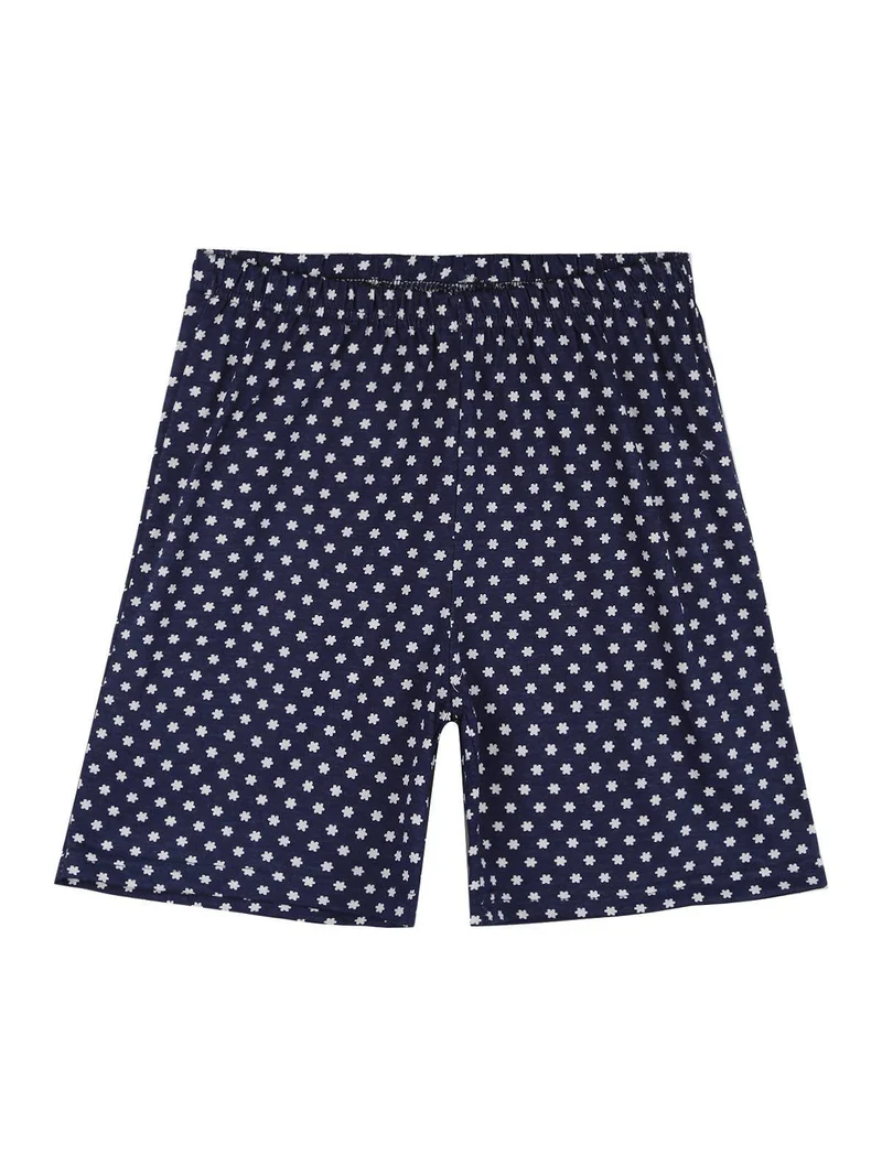 Pigiama corto in cotone da bambina - blu scuro