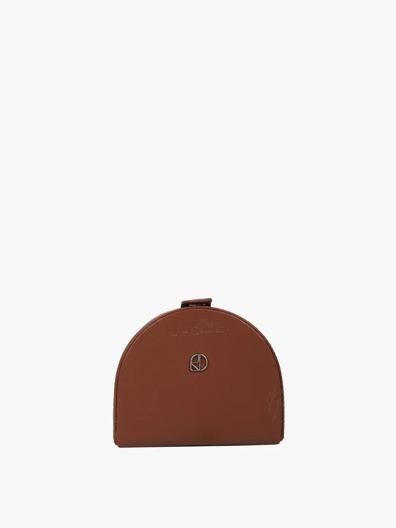 Portamonete slim in pelle con bottone - marrone