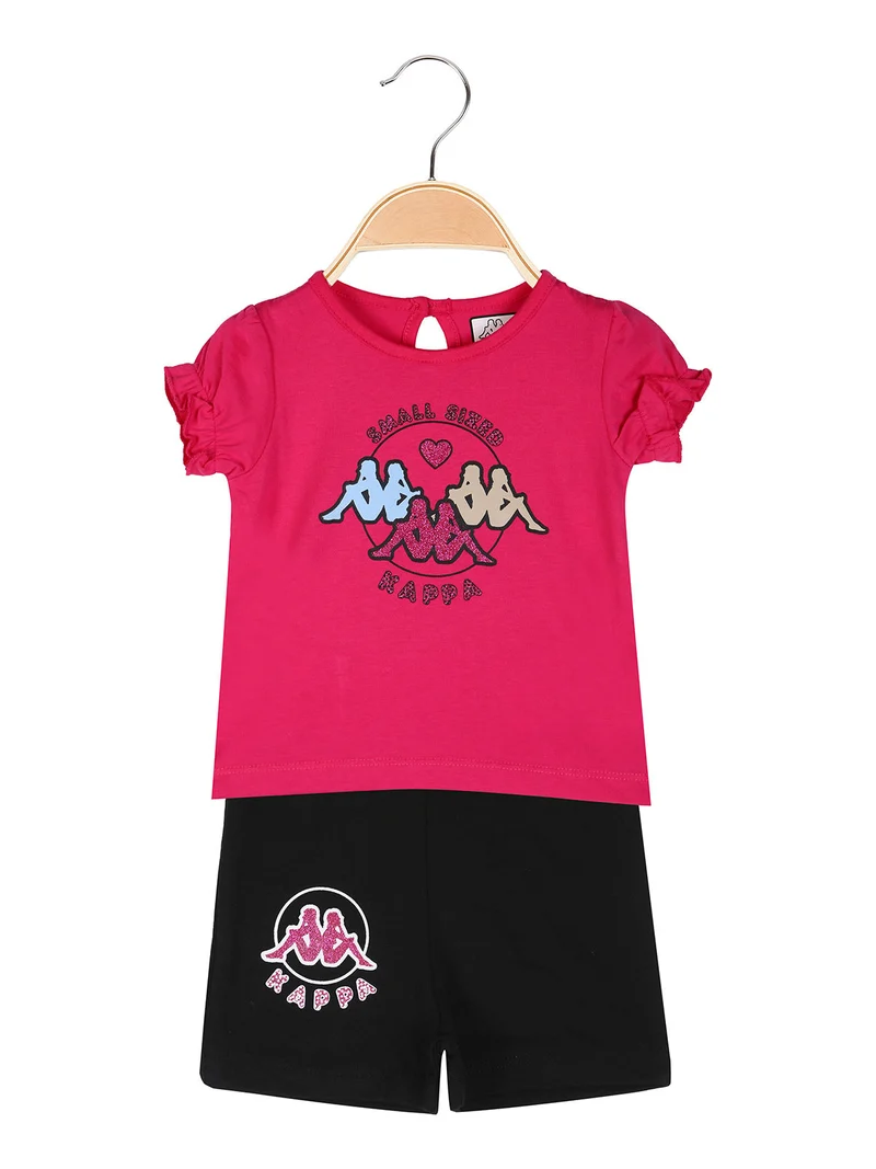 Completo corto da neonata 2 pezzi con t-shirt e shorts - fucsia
