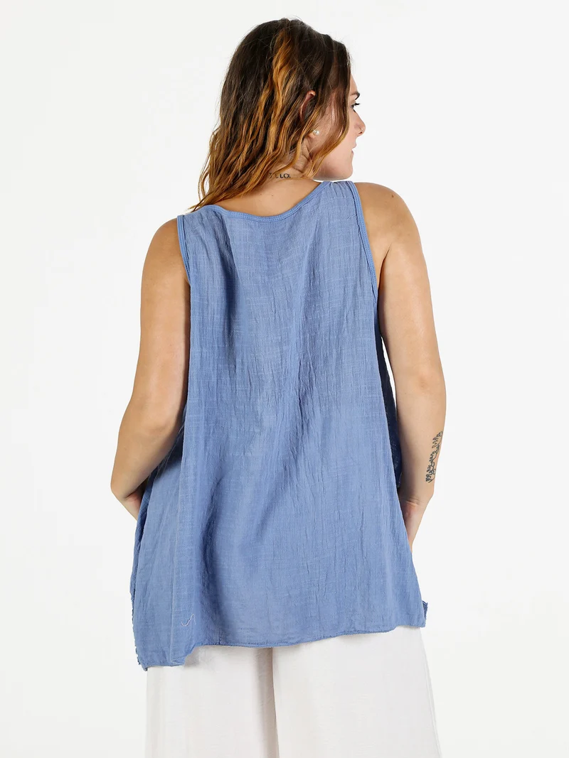 Top donna oversize in cotone - blu
