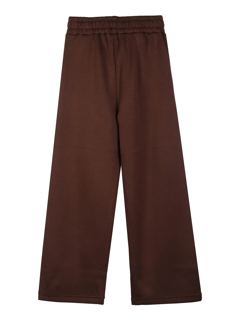 Pantaloni da bambina con mircro borchie e interno felpato - moro