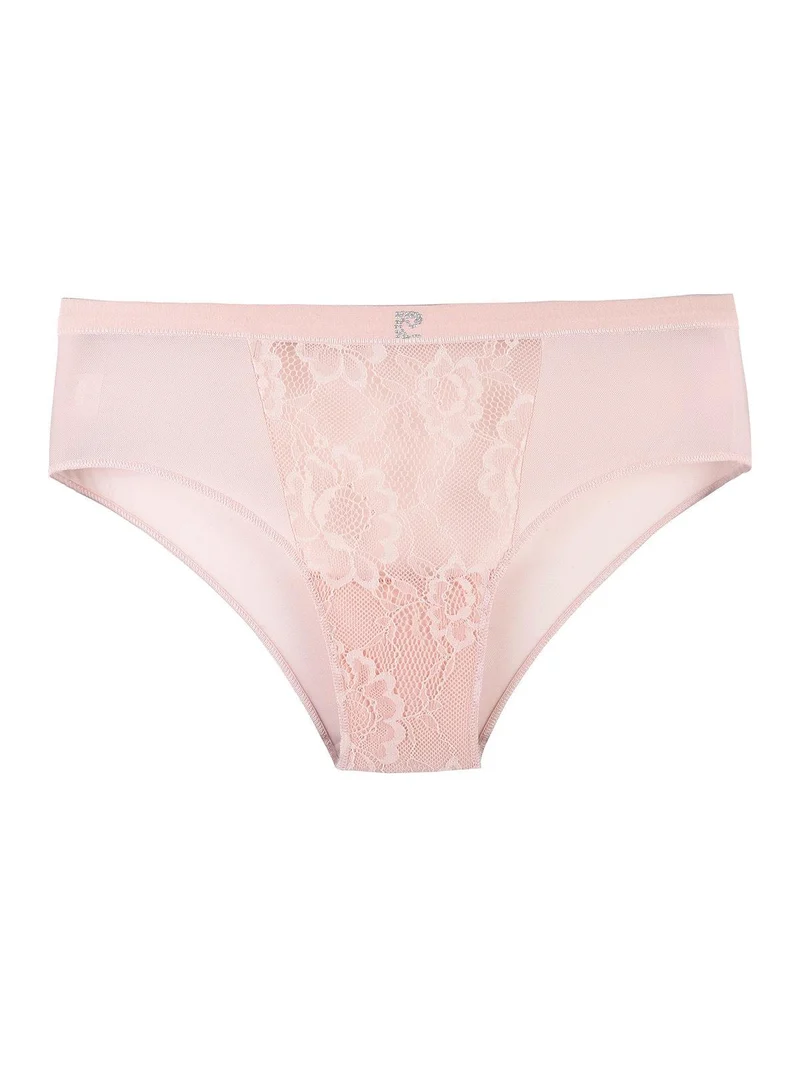 Slip donna con pizzo e strass - cipria