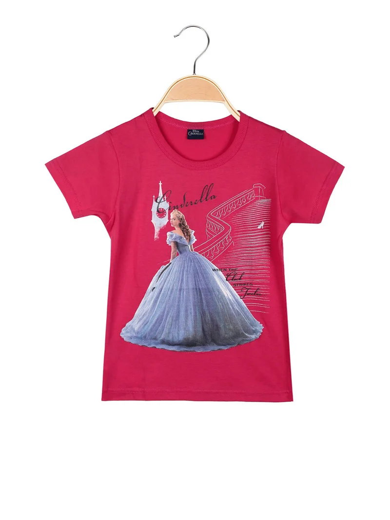 T-shirt manica corta da bambina con stampa - fucsia