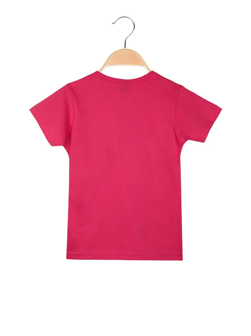 T-shirt manica corta da bambina con stampa - fucsia