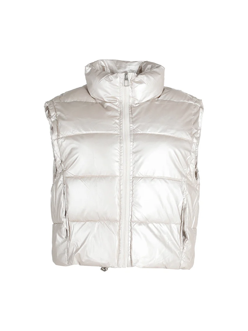 Gilet donna trapuntato con zip - argento