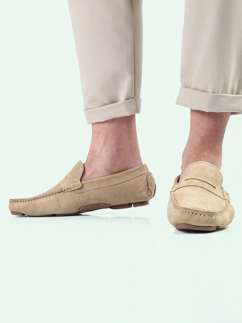 Mocassini uomo in pelle scamosciata - beige