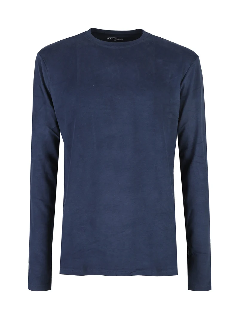 T-shirt intima da uomo a maniche lunghe in caldo cotone - blu