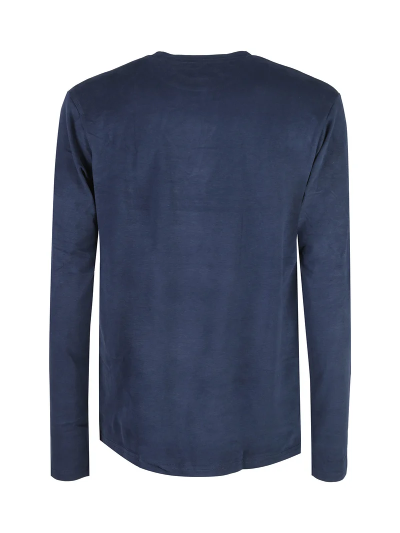 T-shirt intima da uomo a maniche lunghe in caldo cotone - blu
