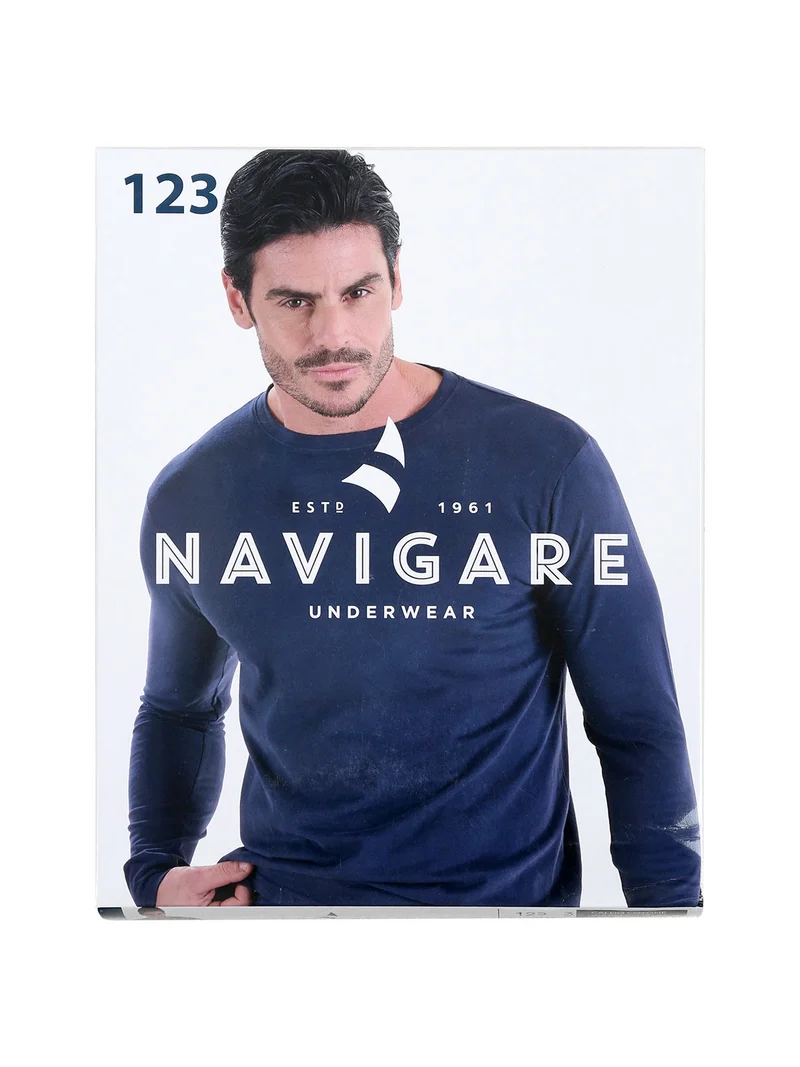 T-shirt intima da uomo a maniche lunghe in caldo cotone - blu