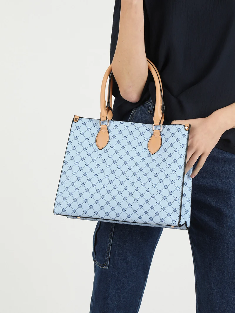 Borsa a mano con stampe - azzurro