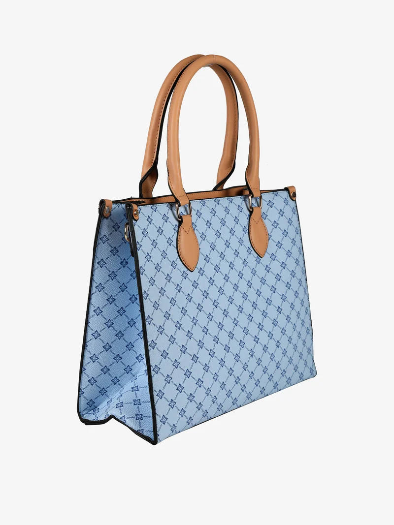 Borsa a mano con stampe - azzurro