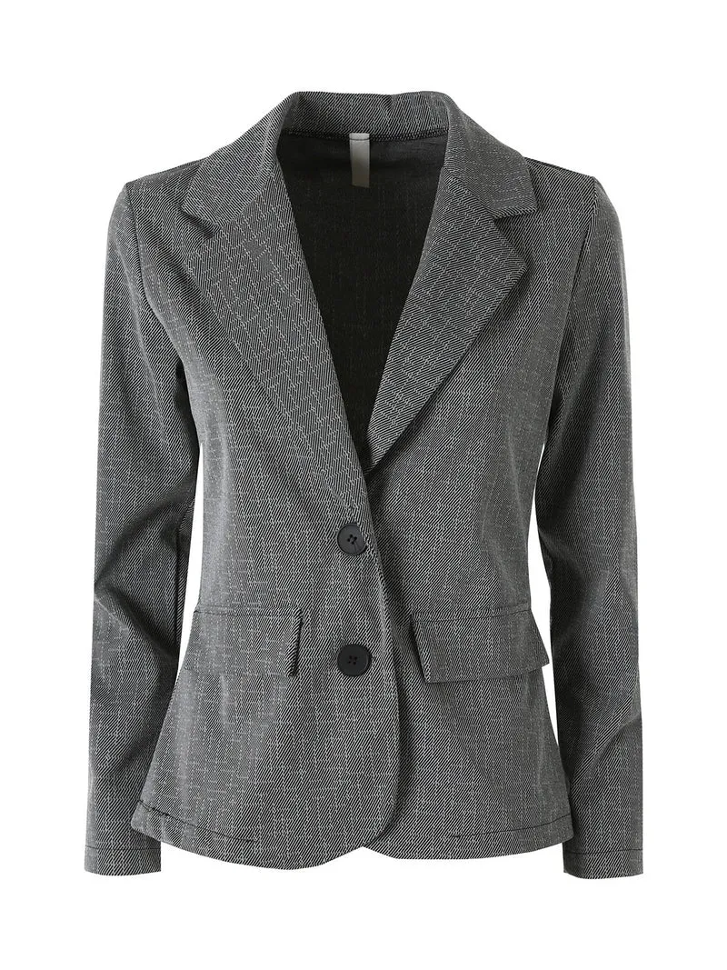 Blazer donna con bottoni e stampa texture - grigio scuro