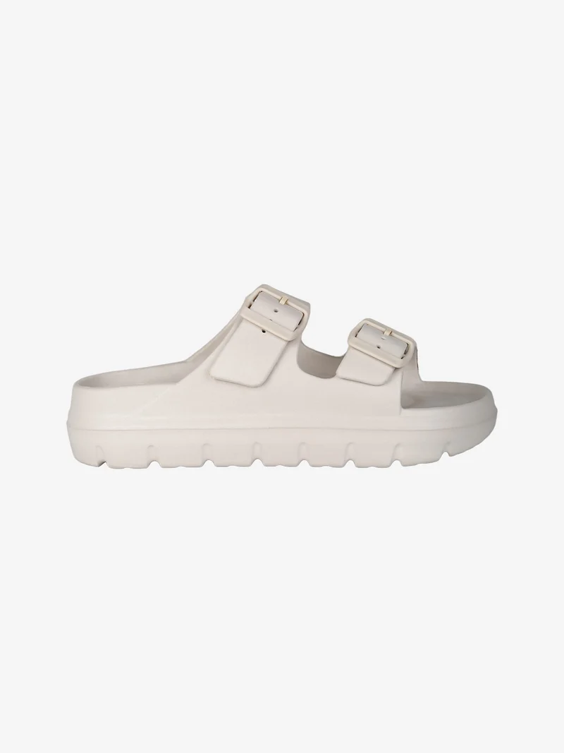 Ciabatte donna in gomma con doppia fibbia - beige