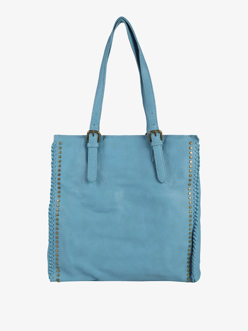 Borsa a spalla con borchie - azzurro